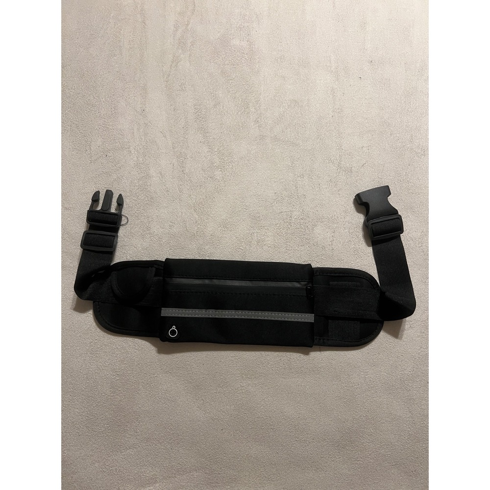 Black Slim Running Belt Reflective Waist Pack with Earphone Port Adjustable Fit